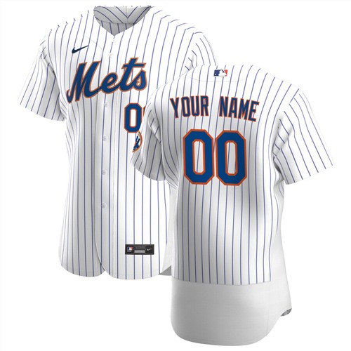 Men's New York Mets White Customized Stitched MLB Jersey