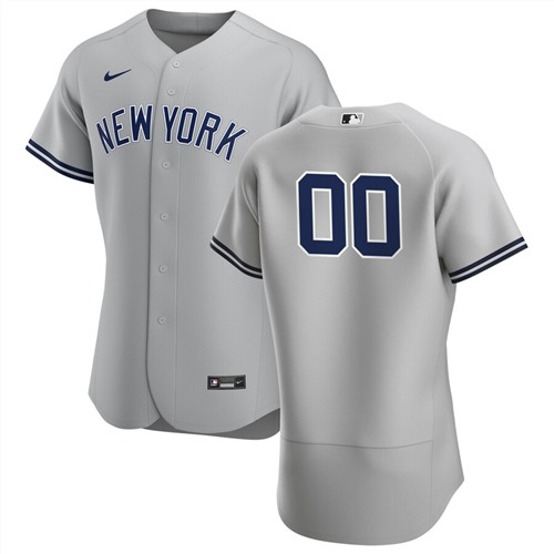 Men's New York Yankees Grey Customized Stitched MLB Jersey
