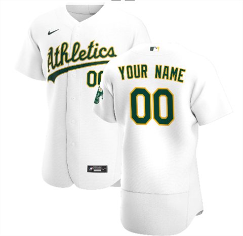 Men's Oakland Athletics White Customized Stitched MLB Jersey
