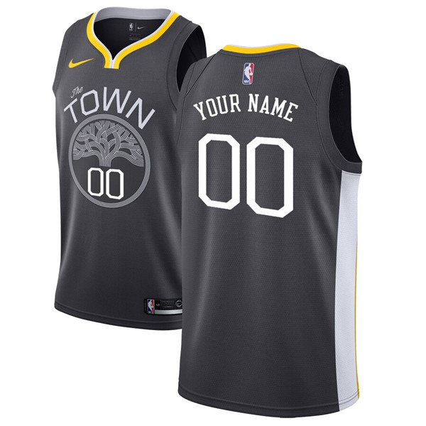 Men's Golden State Warriors Black Customized Stitched NBA Jersey