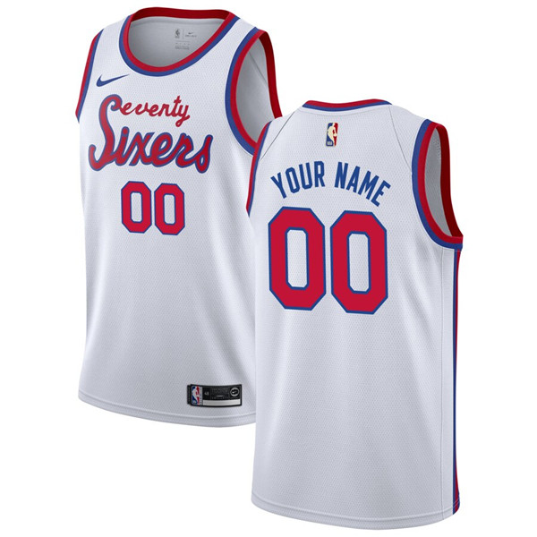 Men's Philadelphia 76ers White Customized Stitched NBA Jersey