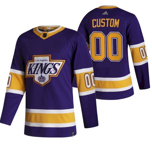 Men's Los Angeles Kings Purple Custom Name Number Size 2020-21 Reverse Retro Stitched Jersey