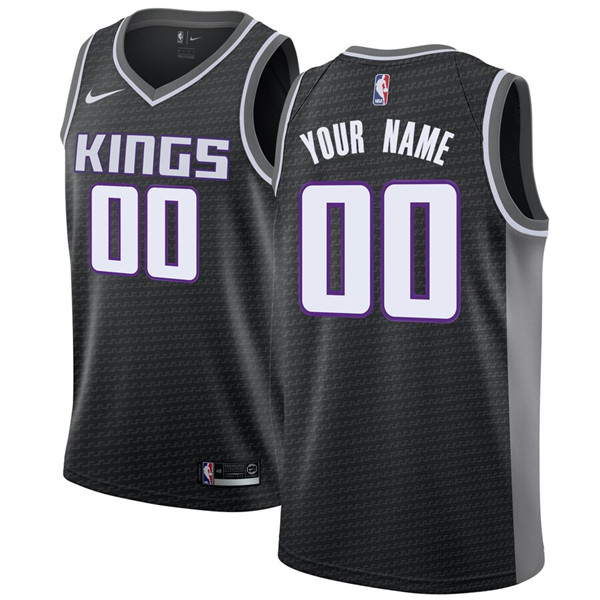 Men's Sacramento Kings Black Customized Stitched NBA Jersey