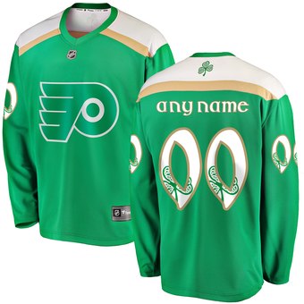 Men's Philadelphia Flyers Green 2019 St. Patrick's Day Custom Stitched NHL Jersey