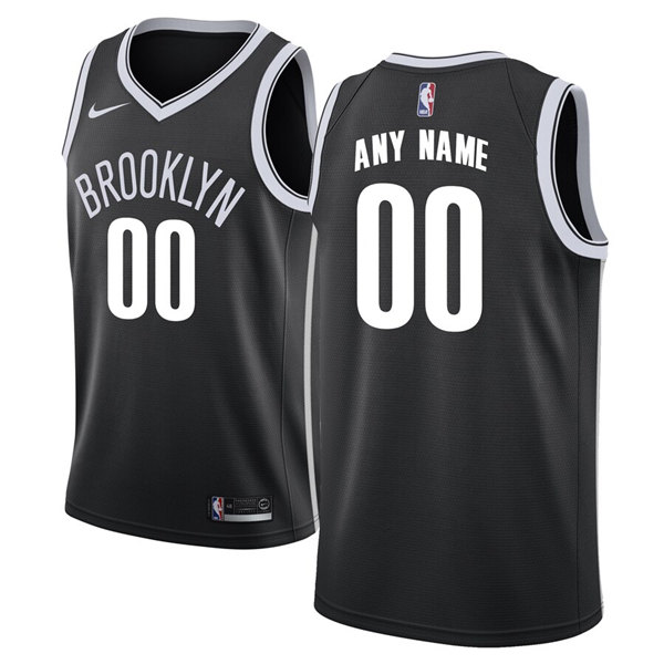 Men's Brooklyn Nets Black Customized Stitched NBA Jersey