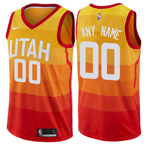Men's Utah Jazz Orange Customized Stitched NBA Jersey