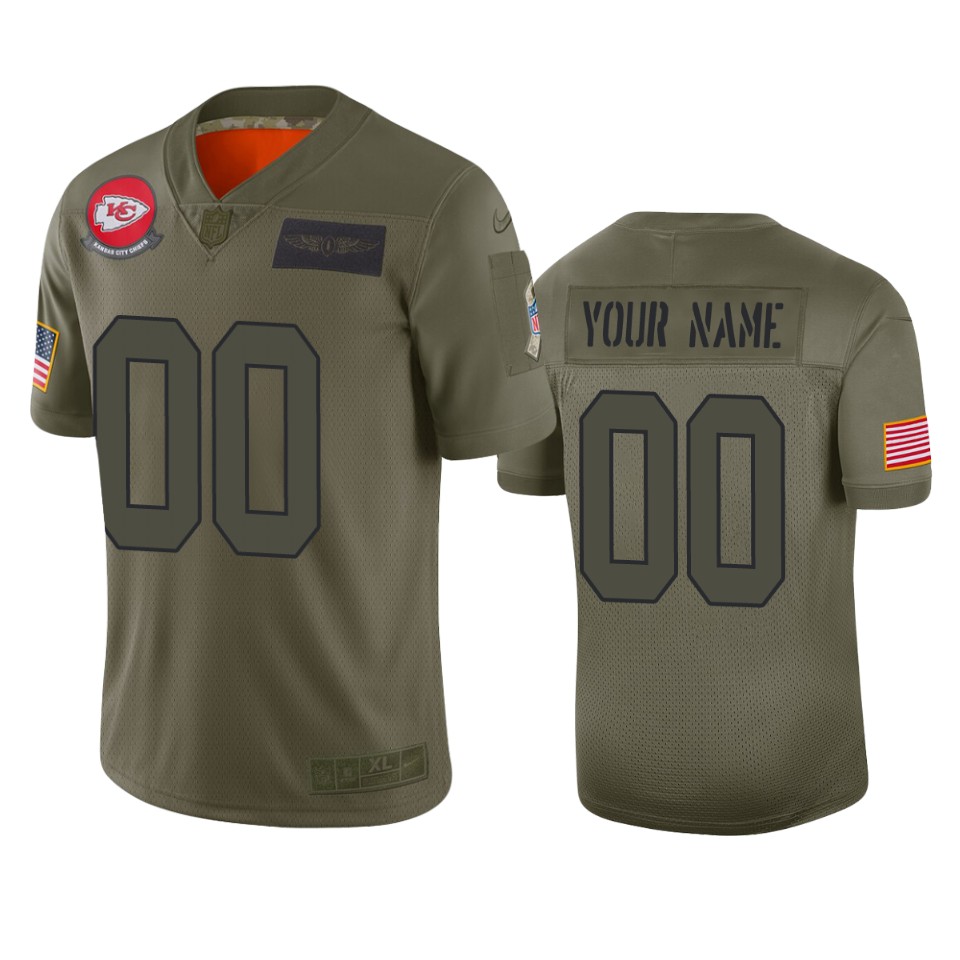 Men's Kansas City Chiefs Customized 2019 Camo Salute To Service NFL Stitched Limited Jersey