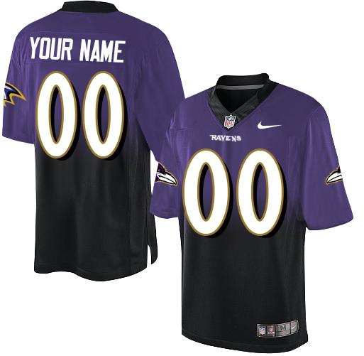 Nike Baltimore Ravens Customized Purple/Black Men's Stitched Elite Fadeaway Fashion NFL Jersey