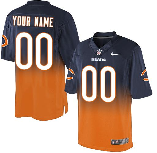 Nike Chicago Bears Customized Navy Blue/Orange Men's Stitched Elite Fadeaway Fashion NFL Jersey