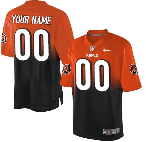 Nike Cincinnati Bengals Customized Orange/Black Men's Stitched Elite Fadeaway Fashion NFL Jersey