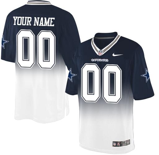 Nike Dallas Cowboys Customized Navy Blue/White Men's Stitched Elite Fadeaway Fashion NFL Jersey