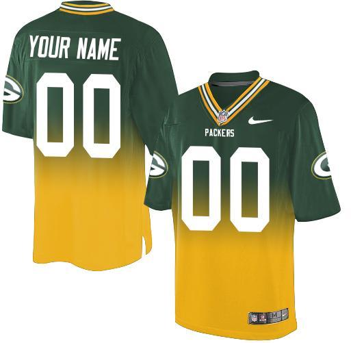 Nike Green Bay Packers Customized Green/Gold Men's Stitched Elite Fadeaway Fashion NFL Jersey