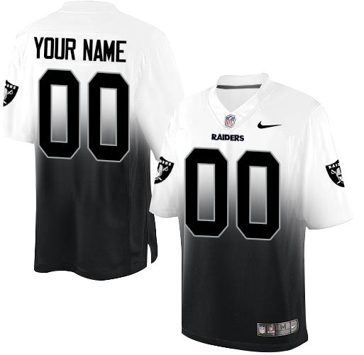 Nike Oakland Raiders Customized Black/White Men's Stitched Elite Fadeaway Fashion NFL Jersey
