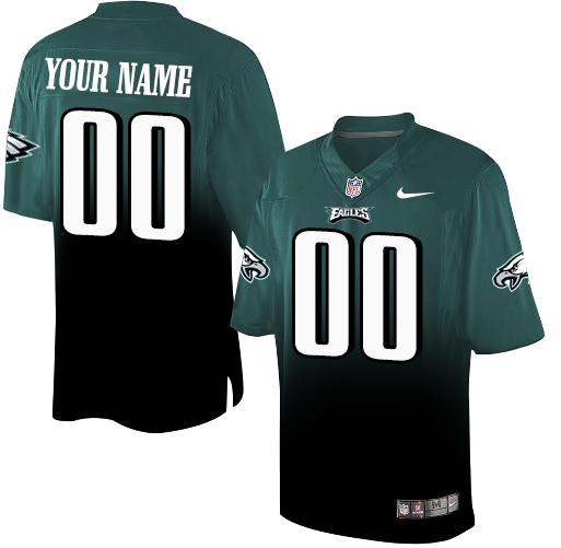 Nike Philadelphia Eagles Customized Midnight Green/Black Men's Stitched Elite Fadeaway Fashion NFL Jersey