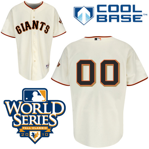 Giants Customized Authentic Cream Cool Base MLB Jersey w/2010 World Series Patch