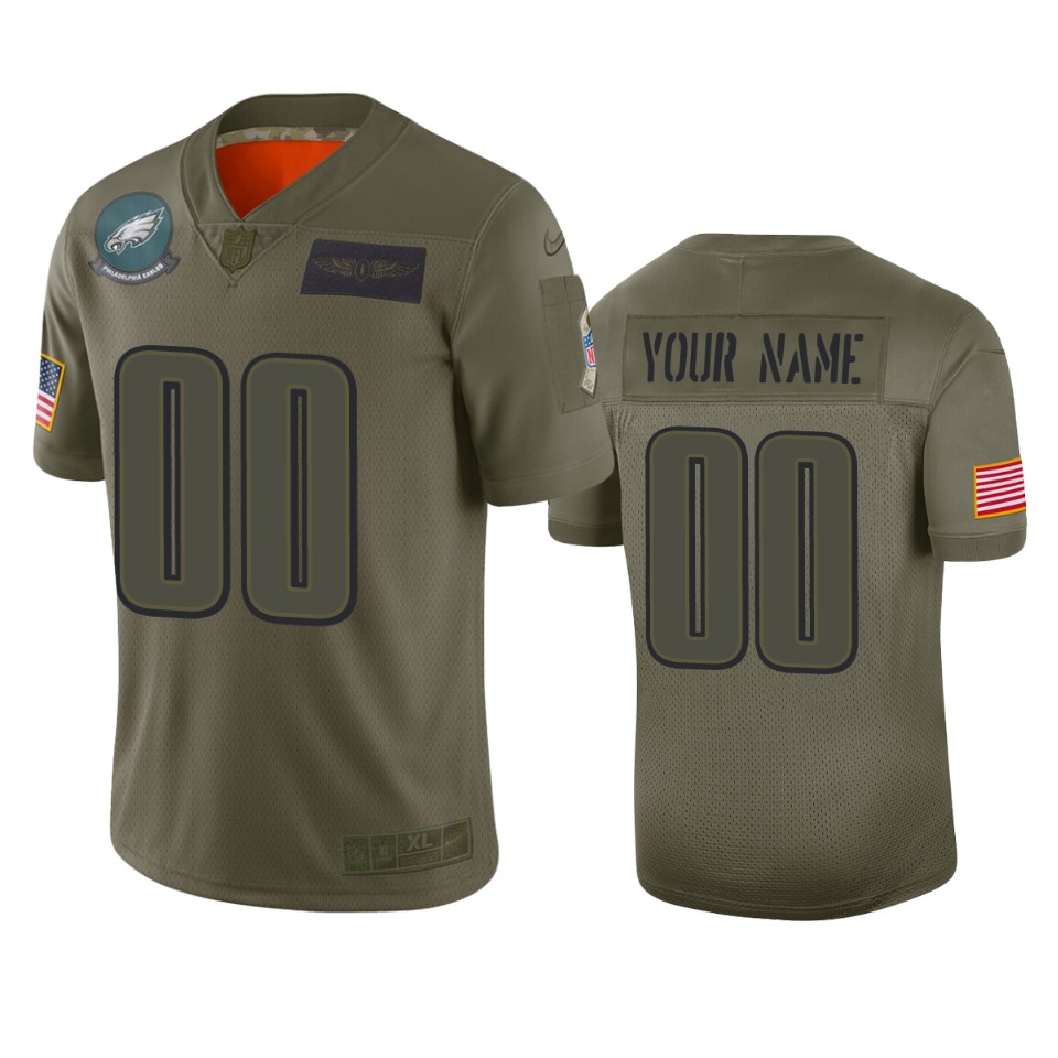 Men's Philadelphia Eagles Customized 2019 Camo Salute To Service NFL Stitched Limited Jersey
