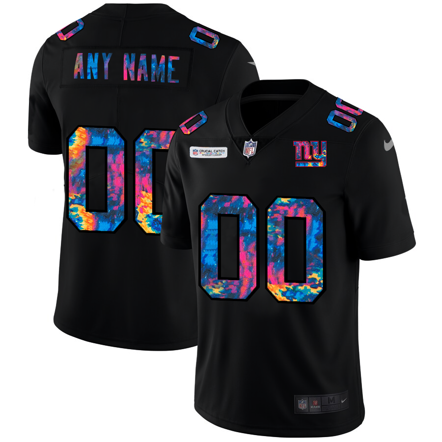 Men's New York Giants Customized 2020 Black Crucial Catch Limited Stitched Jersey