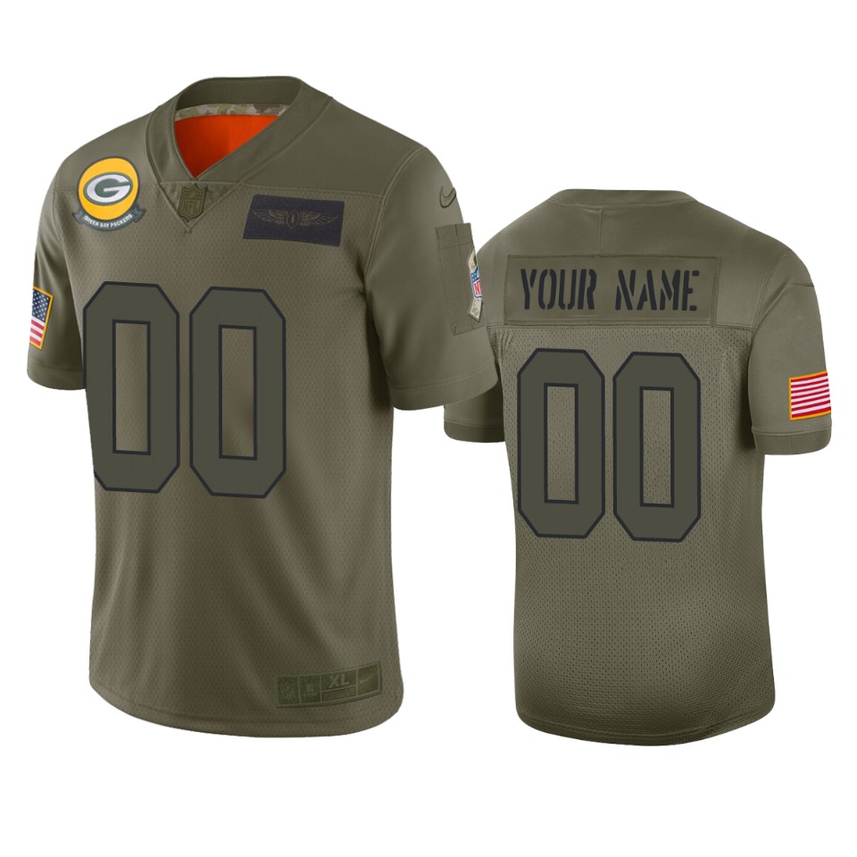 Men's Green Bay Packers Customized 2019 Camo Salute To Service NFL Stitched Limited Jersey