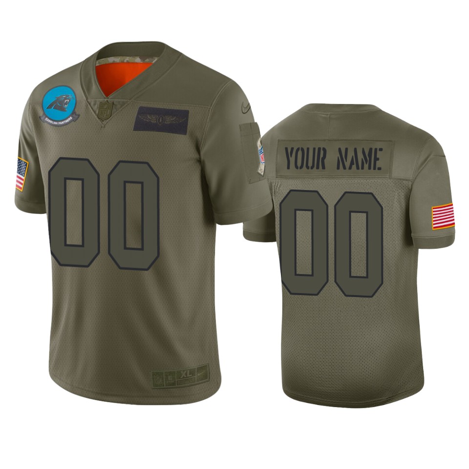 Men's Carolina Panthers Customized 2019 Camo Salute To Service NFL Stitched Limited Jersey