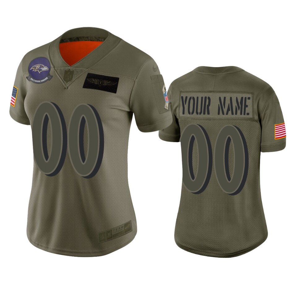 Women's Baltimore Ravens Customized 2019 Camo Salute To Service NFL Stitched Limited Jersey(Run Small）