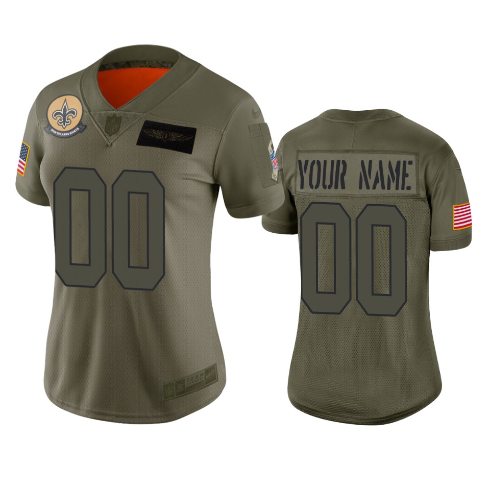 Women's New Orleans Saints Customized 2019 Camo Salute To Service NFL Stitched Limited Jersey(Run Small）