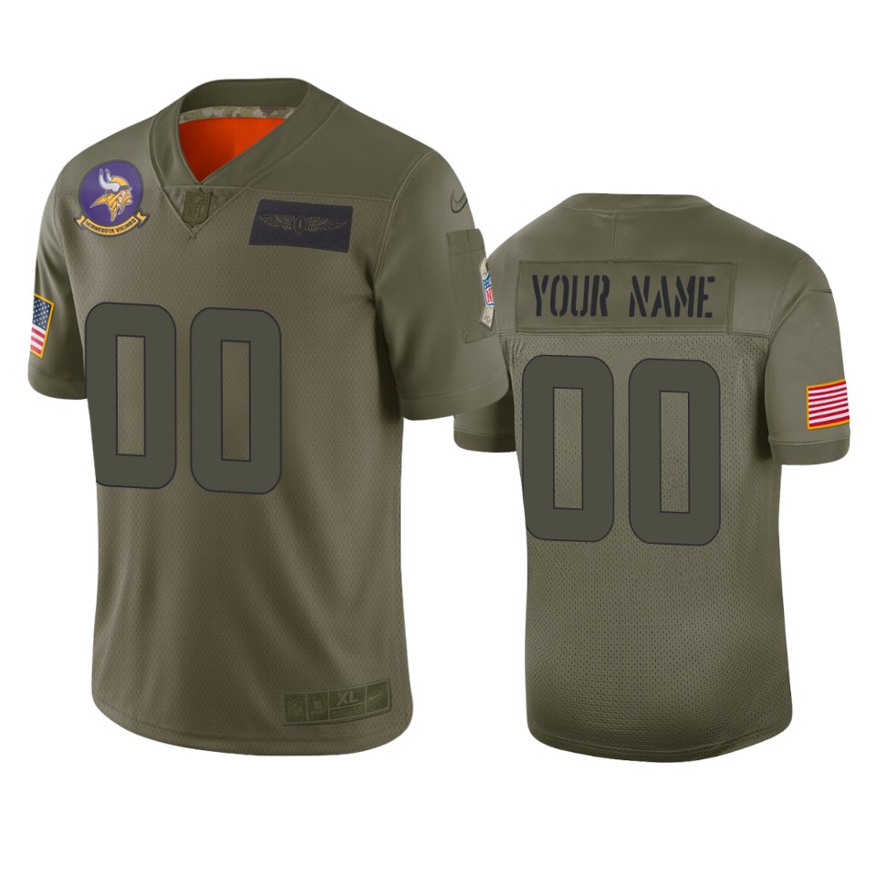 Men's Minnesota Vikings Customized 2019 Camo Salute To Service NFL Stitched Limited Jersey