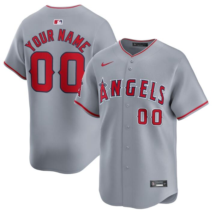 Men's Los Angeles Angels Customized Gray 2024 Away Limited Stitched Baseball Jersey
