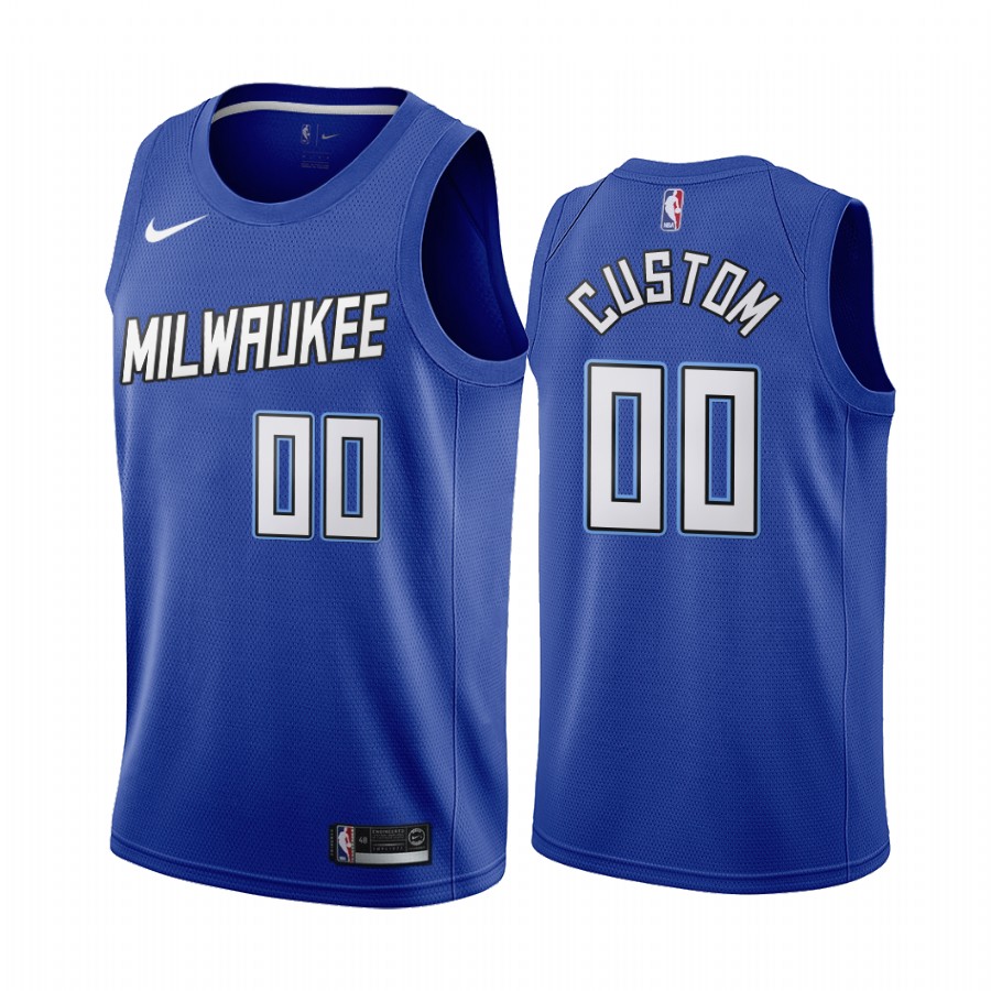 Men's Milwaukee Bucks 2020 Blue City Edition Customized Stitched NBA Jersey