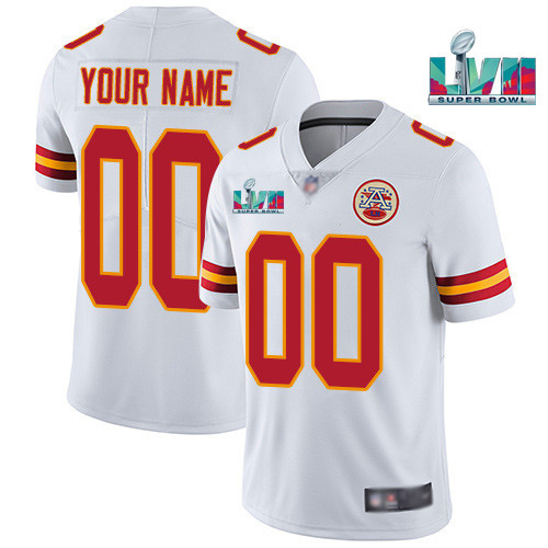 Men's Kansas City Chiefs Custom White Super Bowl LVII Vapor Limited Stitched Jersey
