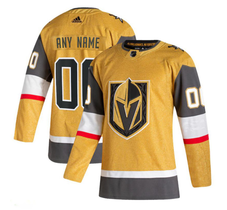 Men's Vegas Golden Knights Custom Gold Stitched Jersey