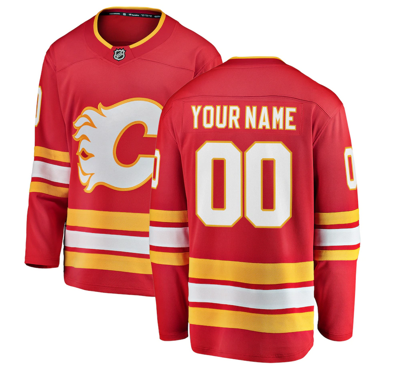 Men's Calgary Flames Personalized Authentic Red Home Stitched NHL Jersey