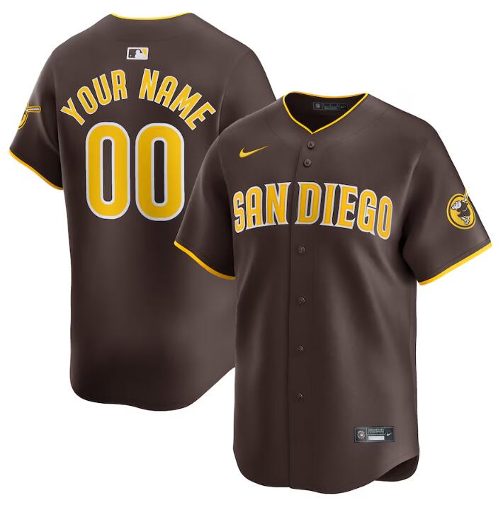 Men's San Diego Padres Customized Brown 2024 Away Limited Stitched Baseball Jersey