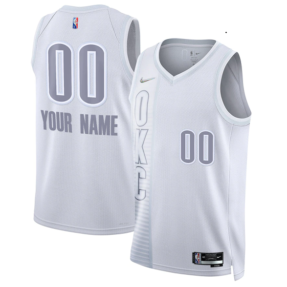 Men's Oklahoma City Thunder Customized White City Edition Stitched Jersey