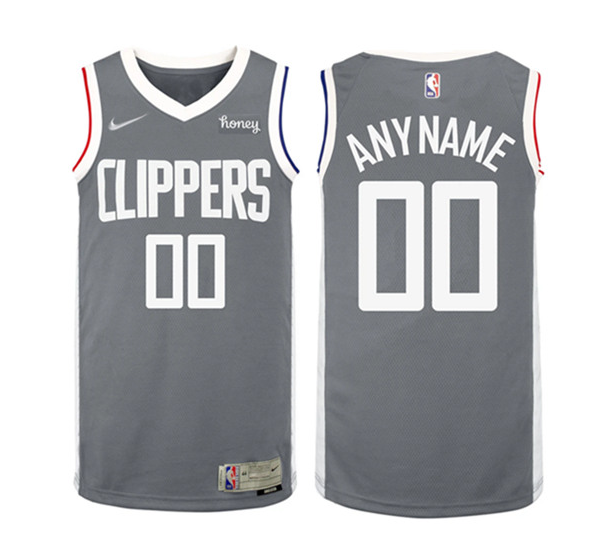Los Angeles Clippers Customized Gray Earned Edition Stitched NBA Jersey