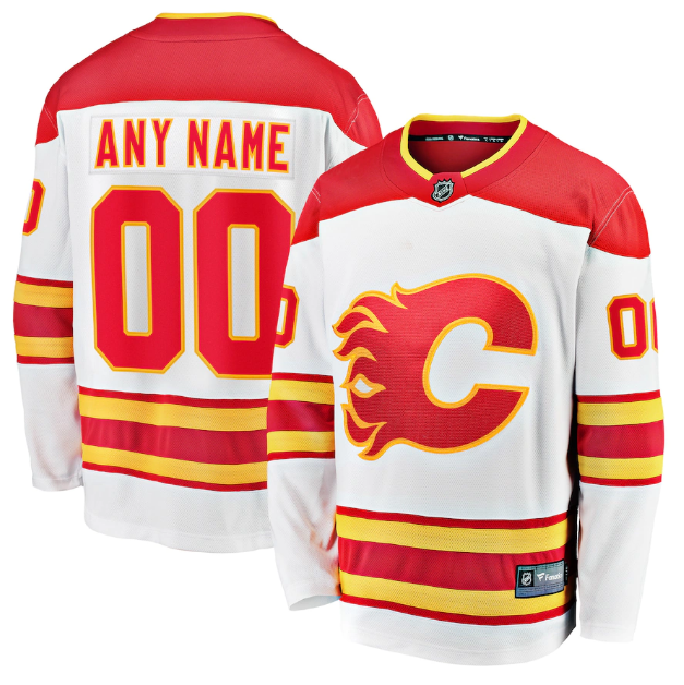 Men's Calgary Flames White Personalized Authentic 2020/21 Away - Premier Breakaway Stitched NHL Jersey