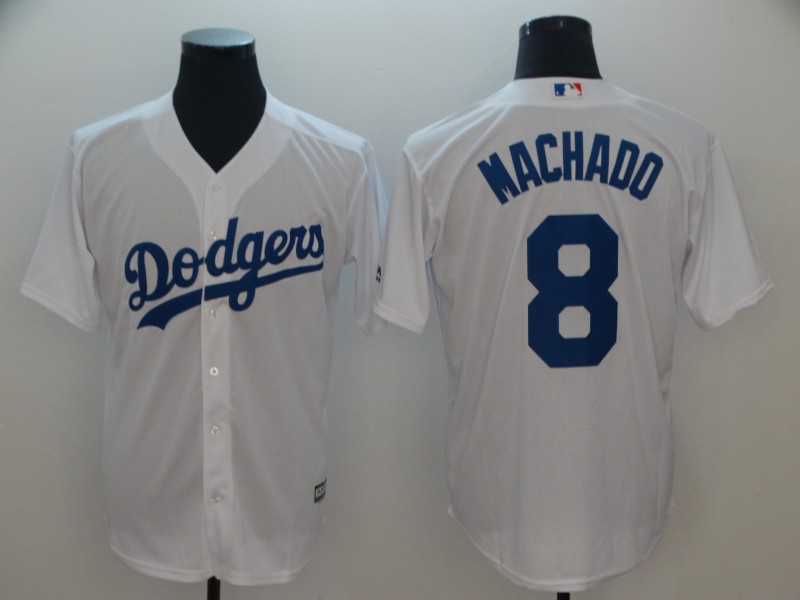 Men's Los Angeles Dodgers #8 Manny Machado White Cool Base Player Stitched MLB Jersey