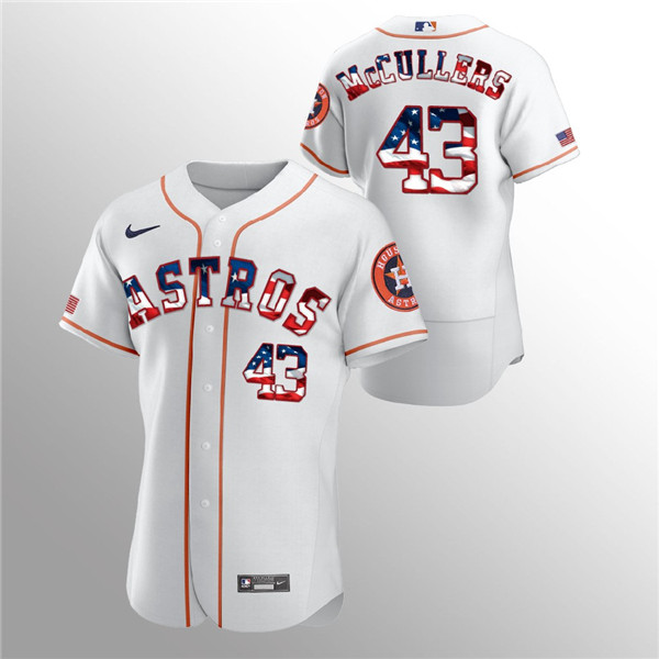Men's Houston Astros #43 Lance McCullers White 2020 Stars & Stripes Flex Base Stitched Jersey