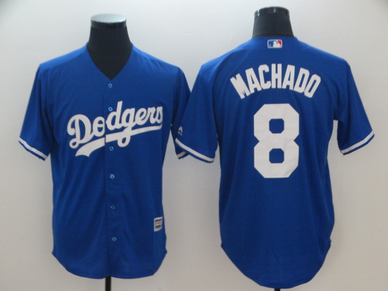 Men's Los Angeles Dodgers #8 Manny Machado Royal Cool Base Player Stitched MLB Jersey