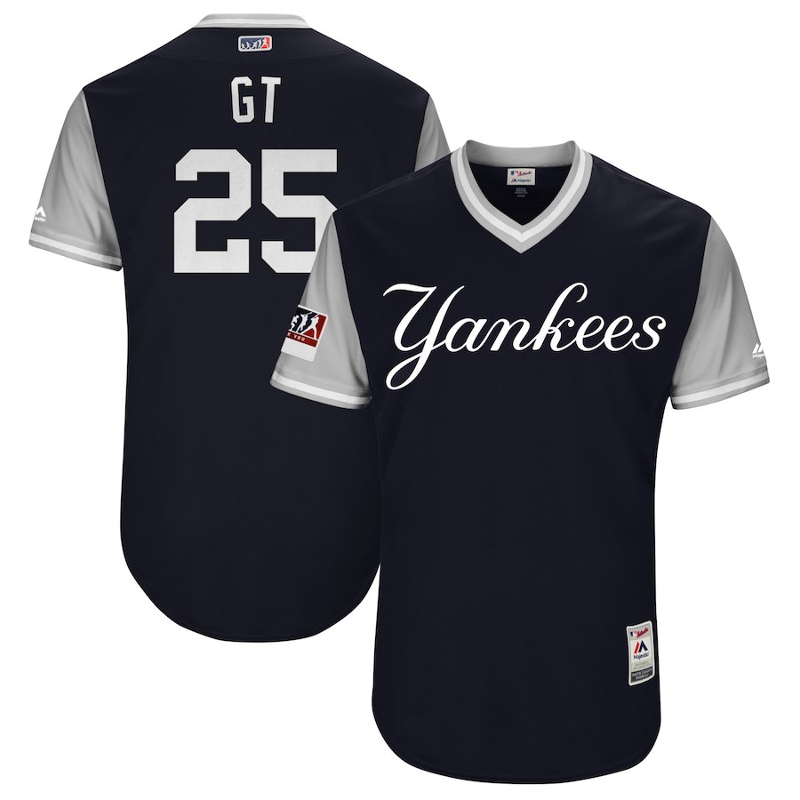 Men's New York Yankees #25 Gleyber Torres "GT" Majestic Navy/Gray 2018 Players' Weekend Stitched MLB Jersey