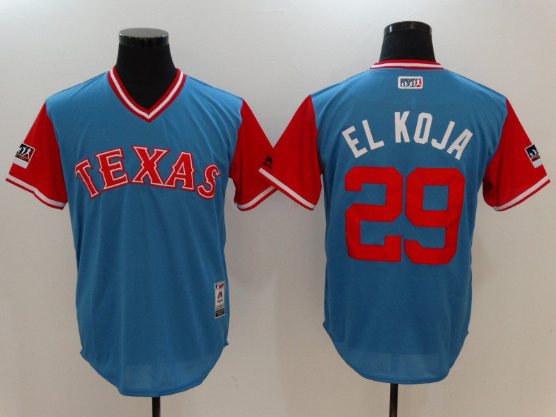 Men's Texas Rangers #29 Adrian Beltre "El Koja" Majestic Royal/Light 2018 Players' Weekend Stitched MLB Jersey