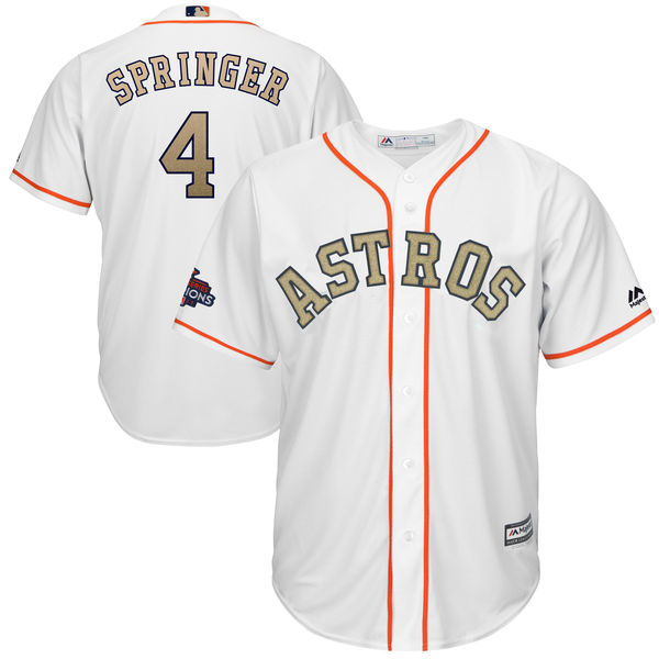 Men's Houston Astros #4 George Springer Majestic White 2018 Gold Program Cool Base Player Stitched MLB Jersey