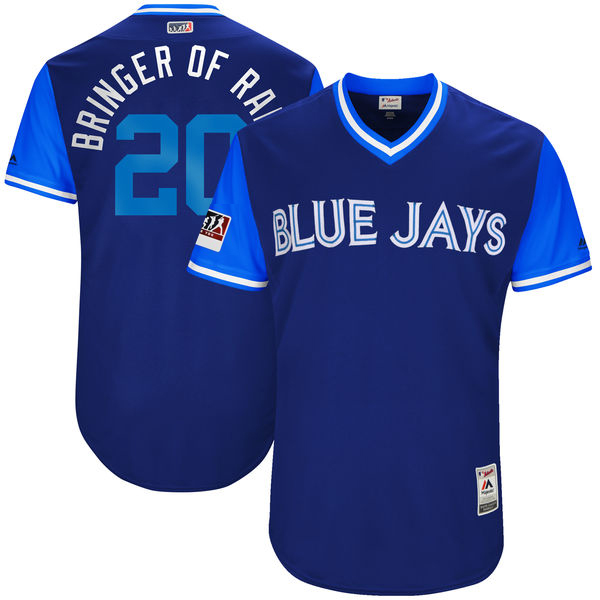 Men's Toronto Blue Jays #20 Josh Donaldson "Bringer of Rain" Majestic Light Blue/Royal Players Weekend Classic Stitched MLB Jersey