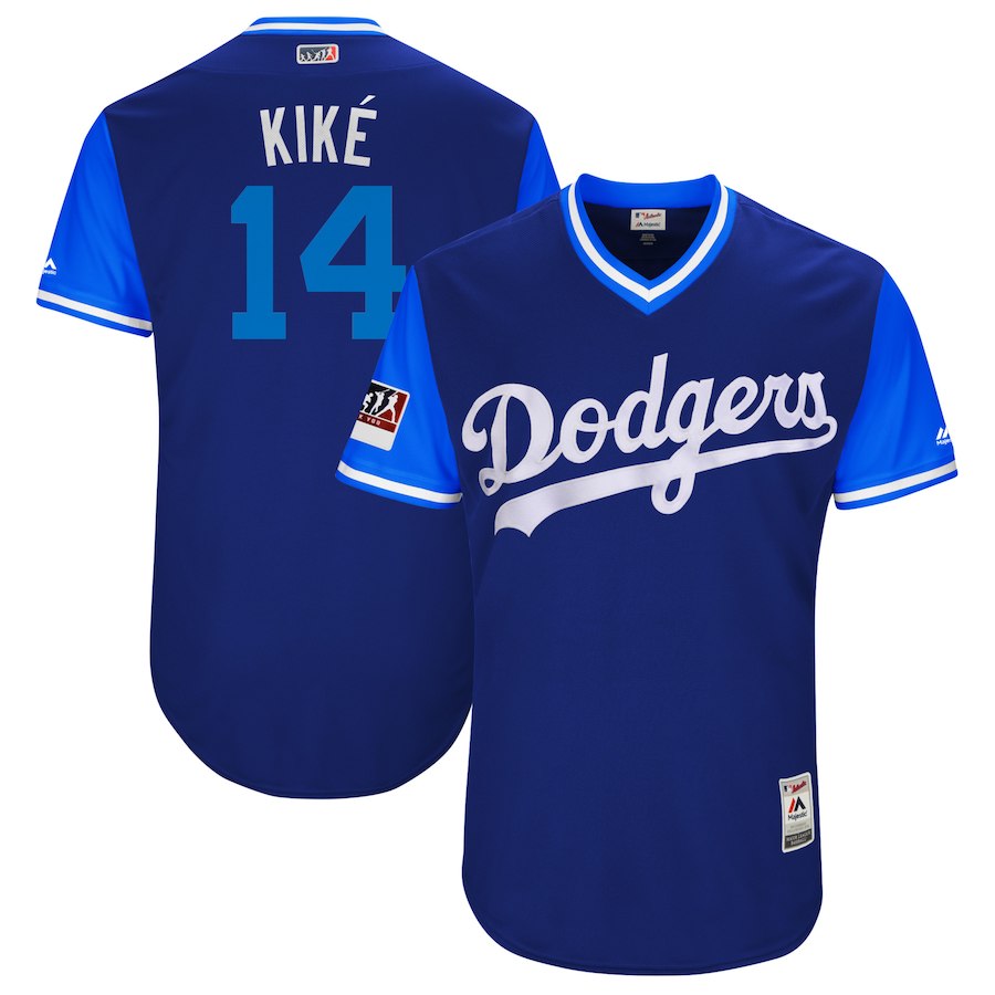 Men's Los Angeles Dodgers #14 Enrique Hernandez "Kiké" Majestic Royal/Light Blue 2018 Players' Weekend Stitched MLB Jersey