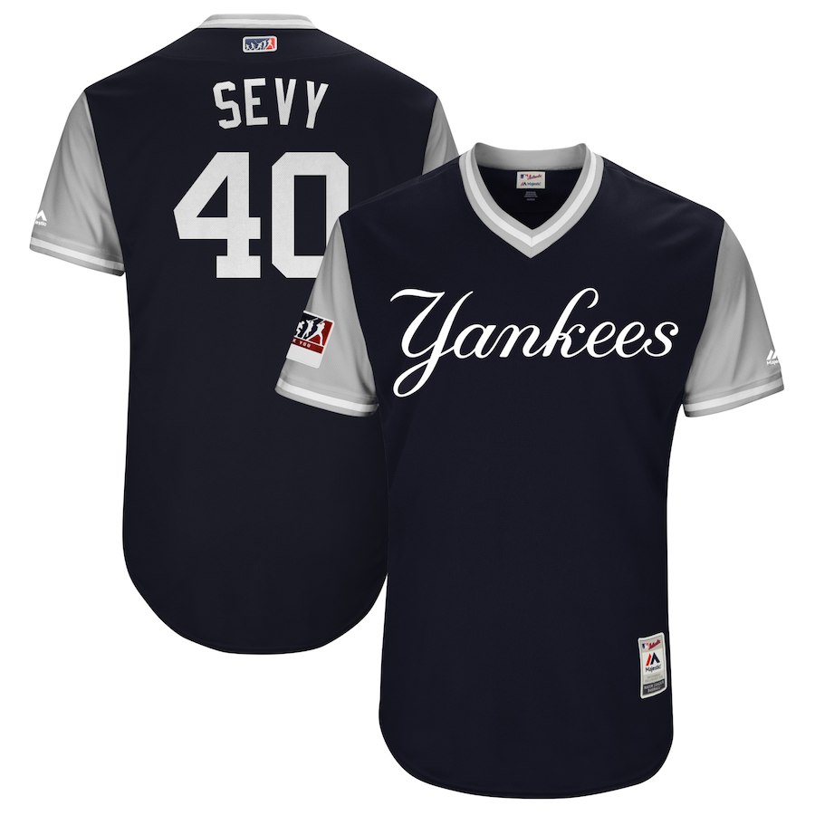 Men's New York Yankees #40 Luis Severino "Sevy" Majestic Navy/Gray 2018 Players' Weekend Stitched MLB Jersey