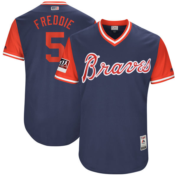 Men's Atlanta Braves #5 Freddie Freeman "Freddie" Majestic Navy 2017 Players Weekend Stitched MLB Jersey