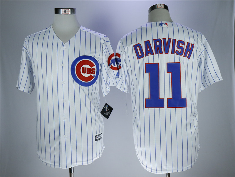 Men's Chicago Cubs #11 Yu Darvish White Cool Base Stitched MLB Jersey