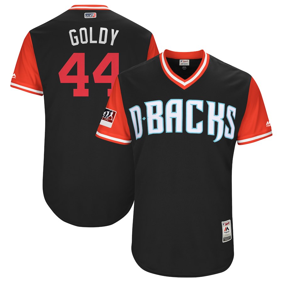 Men's Arizona Diamondbacks #44 Paul Goldschmidt "Goldy" Majestic Black/Red 2018 Players' Weekend Authentic Stitched MLB Jersey