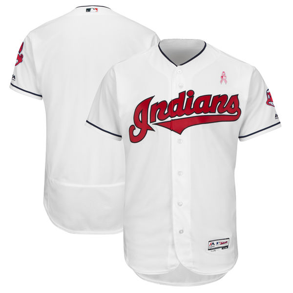 Men's Cleveland Indians White 2018 Mother's Day Flexbase Stitched MLB Jersey