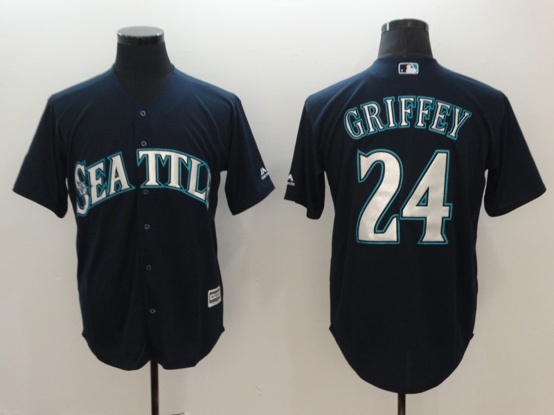 Men's MLB Seattle Mariners #24 Ken Griffey Jr. Navy Cool Base Jersey