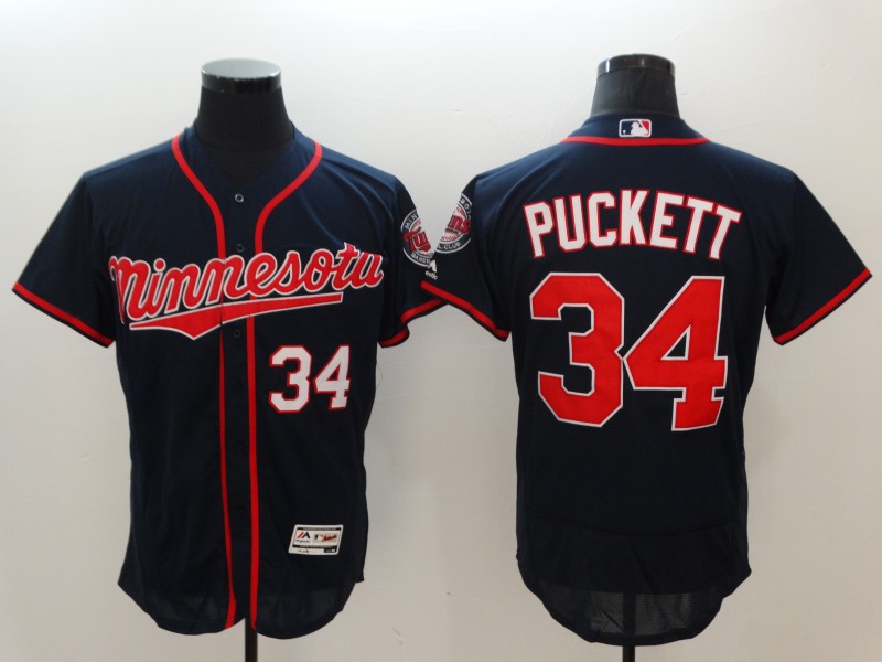 Men's Minnesota Twins #34 Kirby Puckett Navy Flexbase Stitched MLB Jersey